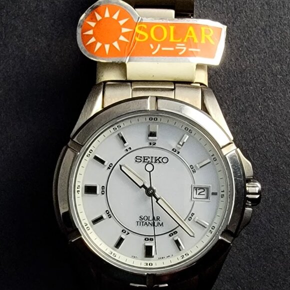 Seiko Other - Seiko Solar JDM Model Titanium White Dial Men’s Watch– 7.75” Wrist – Original